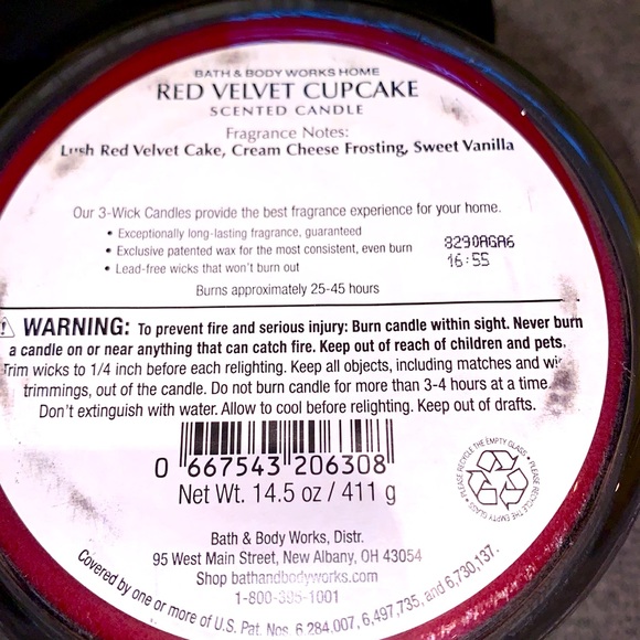 Bath & Body Works Accents Bath Body Works Red Velvet Cupcake 3 Wick